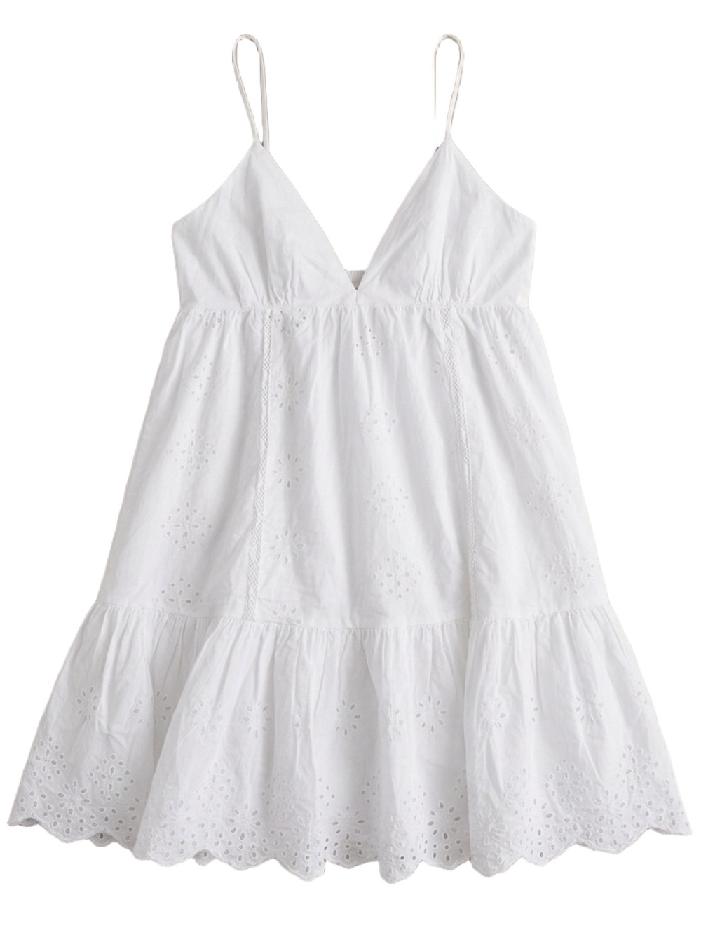 Zara White Openwork Embroidered Dress Cotton Tiered Eyelet Large